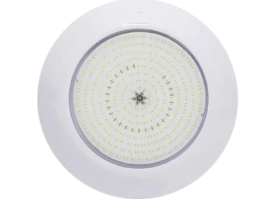 Luz LED circular blanca para piscina. Iluminación brillante.